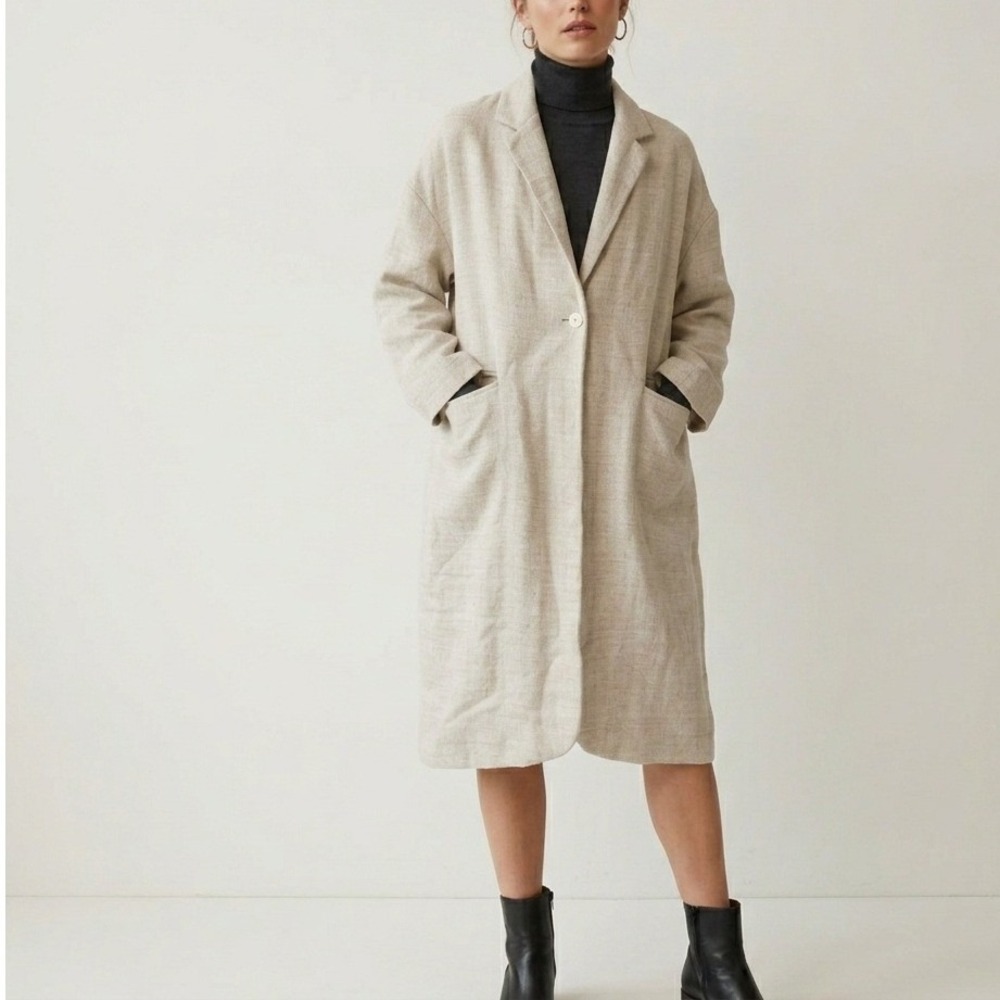 Rag & Bone Wool Coat Women's S/M Beige Oversized Mid-length  Minimalist